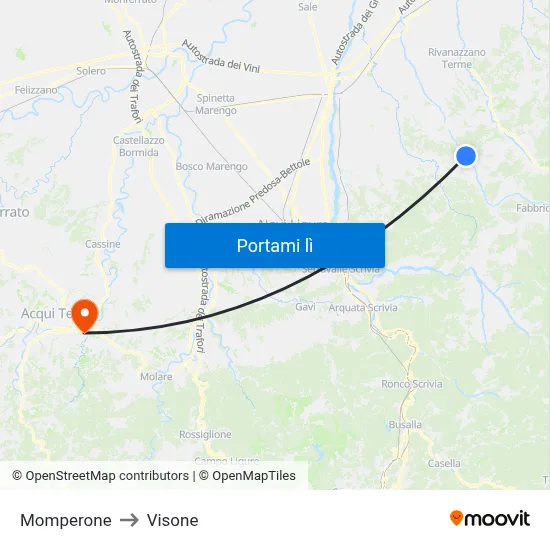 Momperone to Visone map