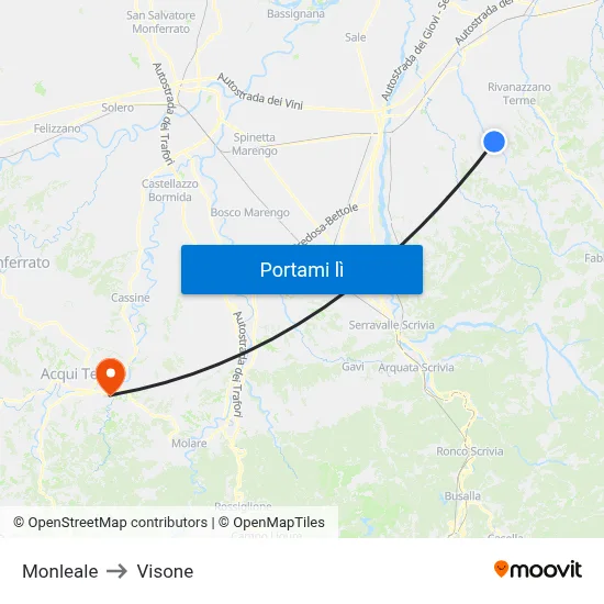 Monleale to Visone map