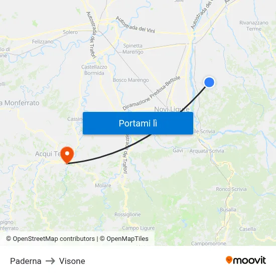 Paderna to Visone map