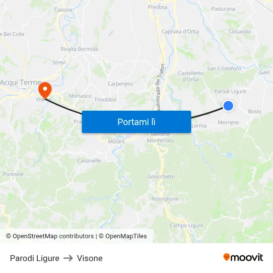 Parodi Ligure to Visone map