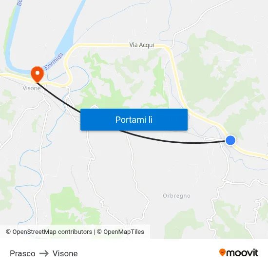 Prasco to Visone map