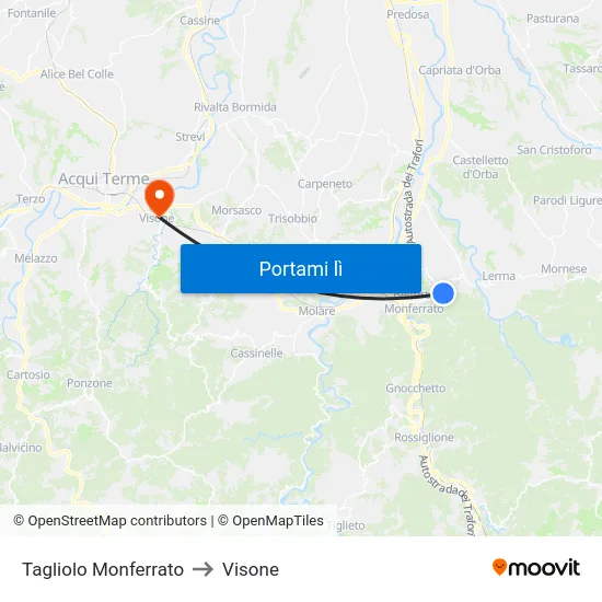 Tagliolo Monferrato to Visone map