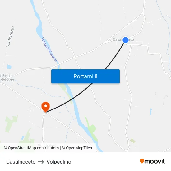 Casalnoceto to Volpeglino map