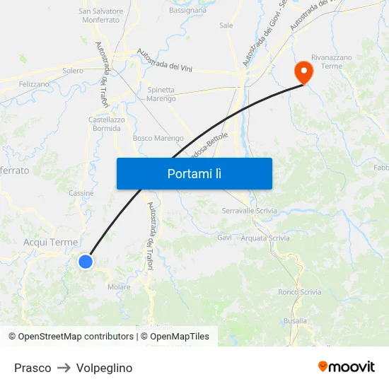 Prasco to Volpeglino map