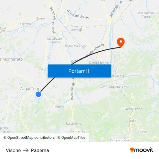 Visone to Paderna map