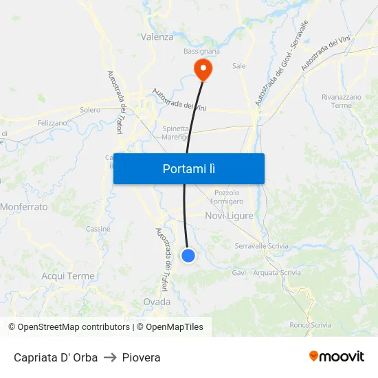 Capriata D' Orba to Piovera map