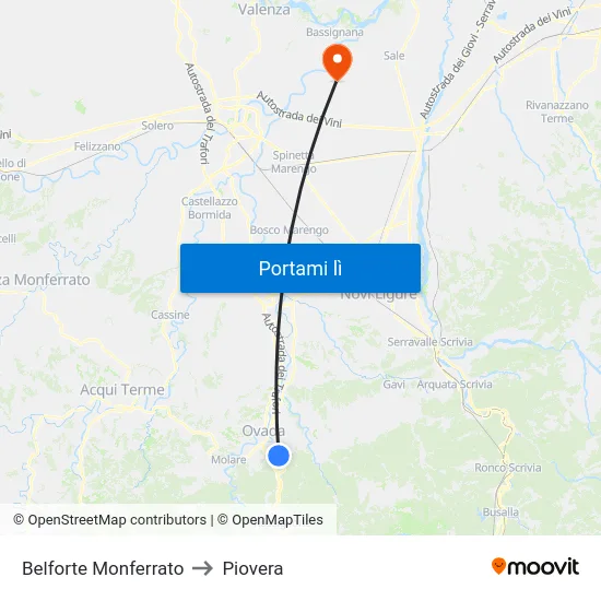 Belforte Monferrato to Piovera map