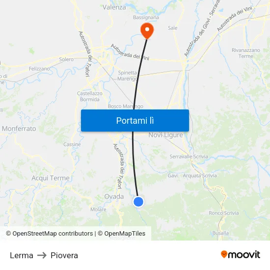 Lerma to Piovera map