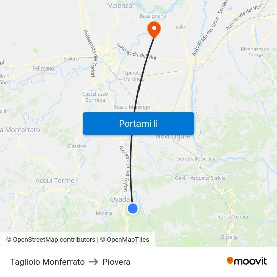 Tagliolo Monferrato to Piovera map