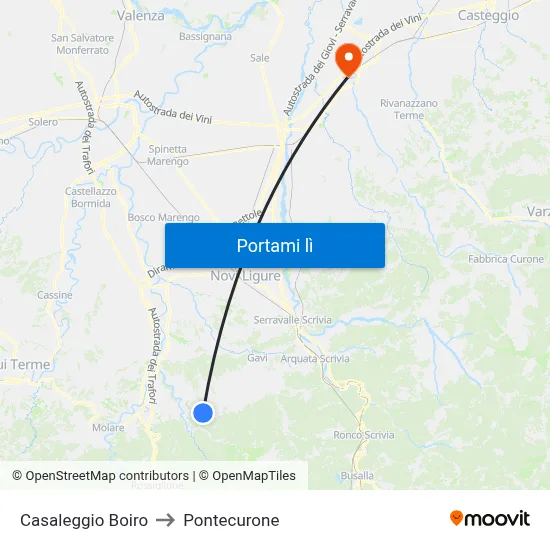 Casaleggio Boiro to Pontecurone map