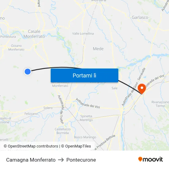 Camagna Monferrato to Pontecurone map
