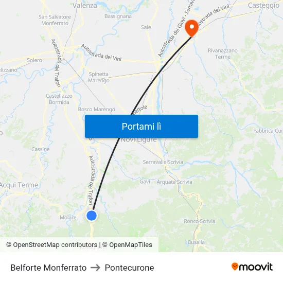 Belforte Monferrato to Pontecurone map