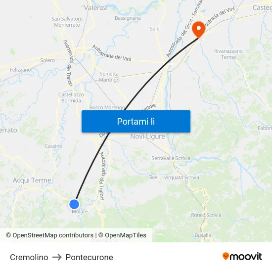 Cremolino to Pontecurone map