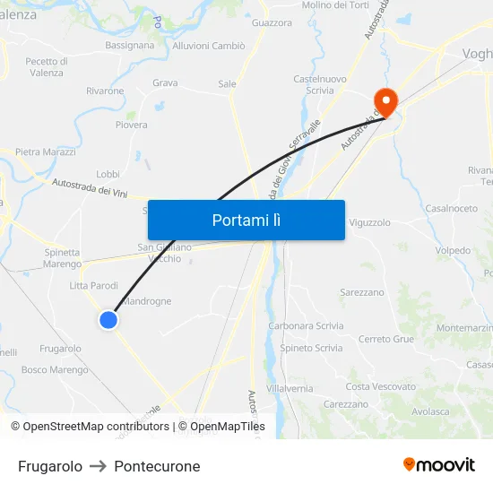 Frugarolo to Pontecurone map