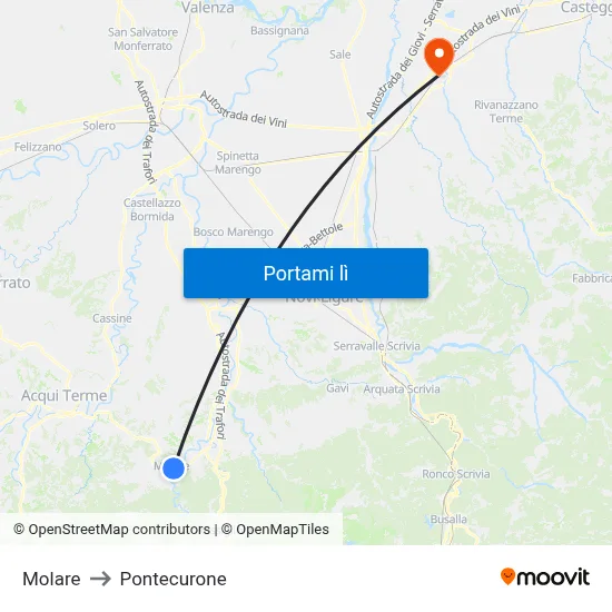 Molare to Pontecurone map