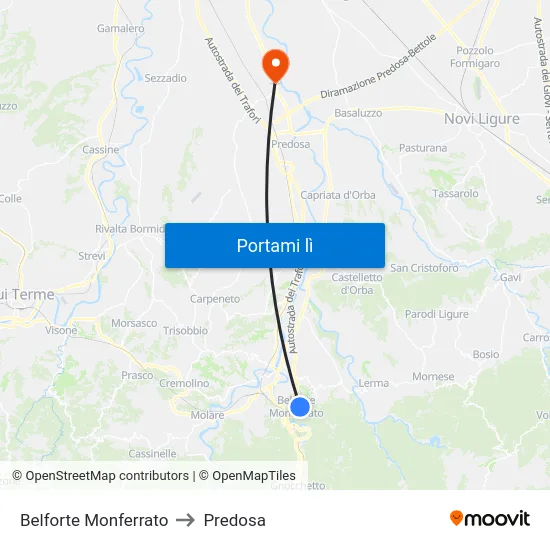 Belforte Monferrato to Predosa map