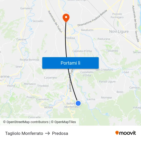 Tagliolo Monferrato to Predosa map