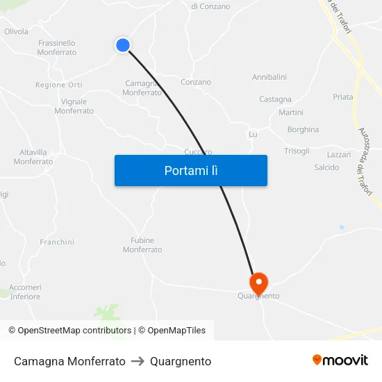 Camagna Monferrato to Quargnento map