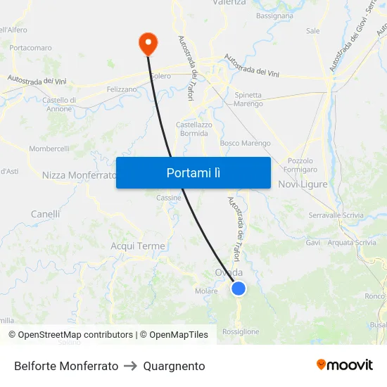 Belforte Monferrato to Quargnento map