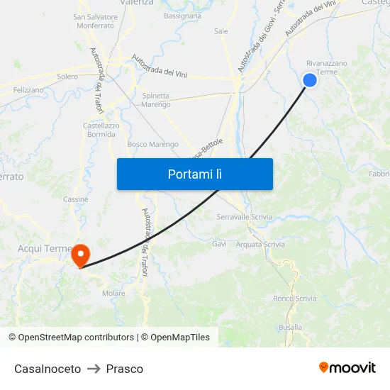 Casalnoceto to Prasco map