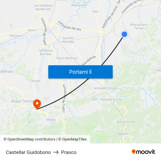 Castellar Guidobono to Prasco map
