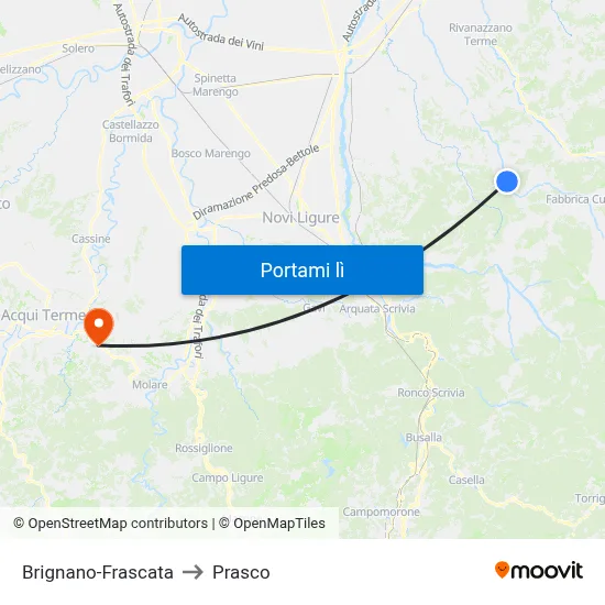 Brignano-Frascata to Prasco map