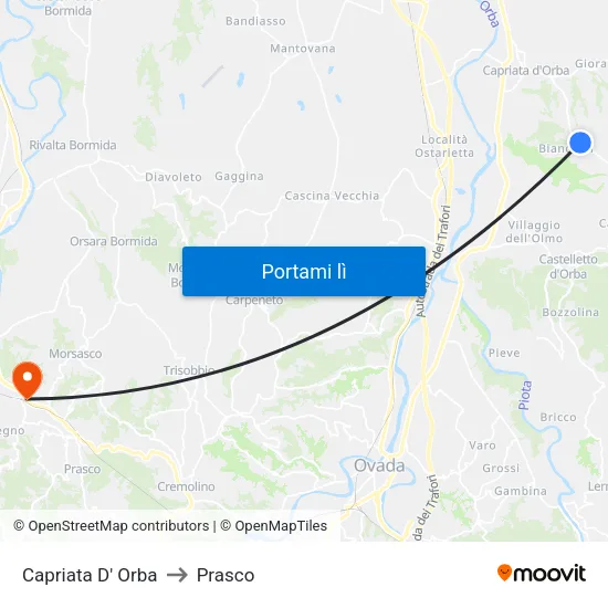 Capriata D' Orba to Prasco map