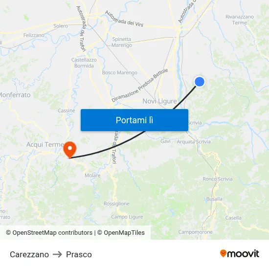 Carezzano to Prasco map