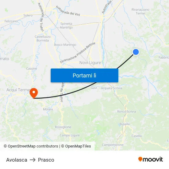 Avolasca to Prasco map