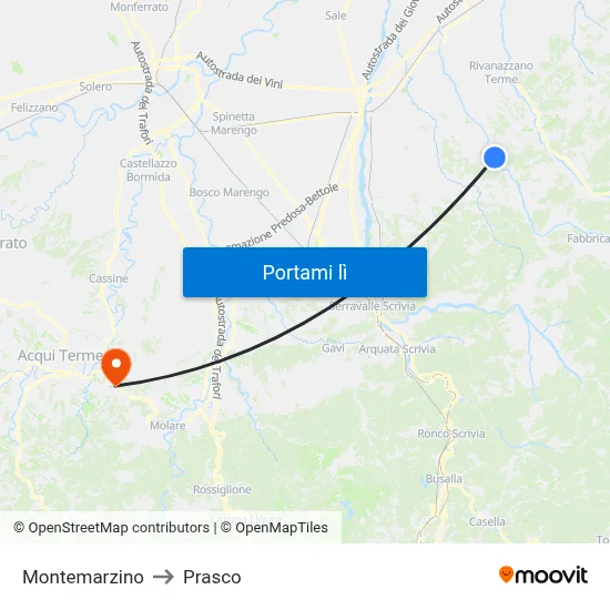 Montemarzino to Prasco map