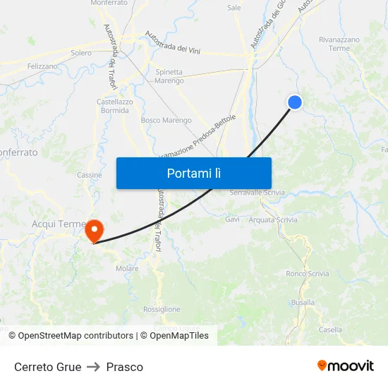 Cerreto Grue to Prasco map