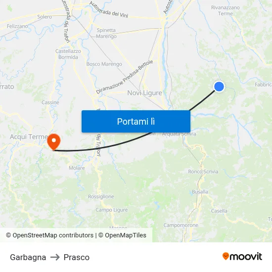Garbagna to Prasco map