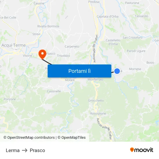 Lerma to Prasco map