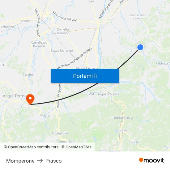 Momperone to Prasco map