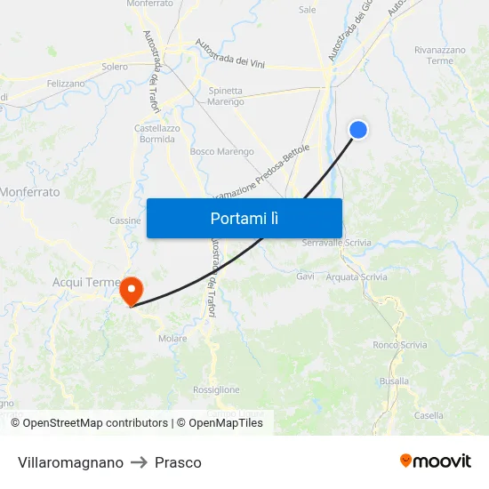 Villaromagnano to Prasco map