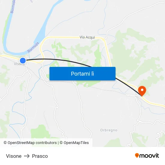 Visone to Prasco map