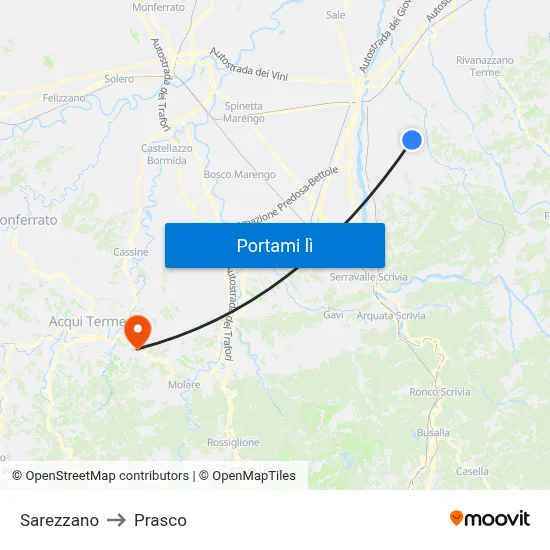 Sarezzano to Prasco map