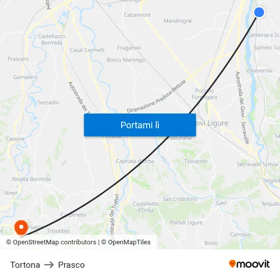 Tortona to Prasco map