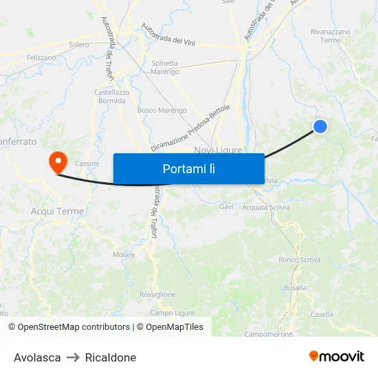 Avolasca to Ricaldone map