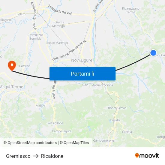 Gremiasco to Ricaldone map