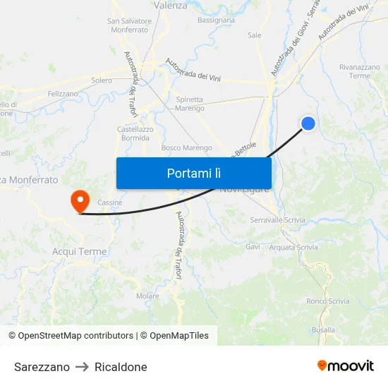 Sarezzano to Ricaldone map