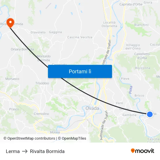 Lerma to Rivalta Bormida map