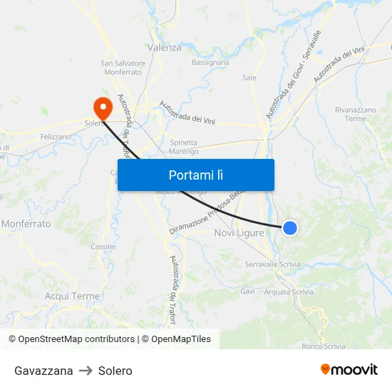 Gavazzana to Solero map