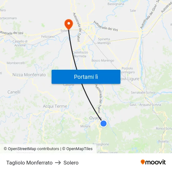 Tagliolo Monferrato to Solero map