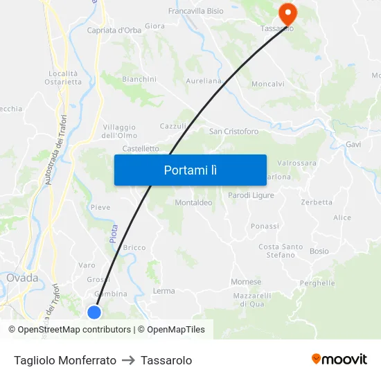 Tagliolo Monferrato to Tassarolo map