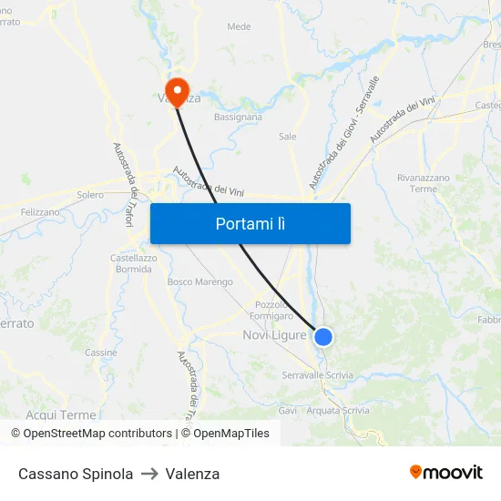 Cassano Spinola to Valenza map