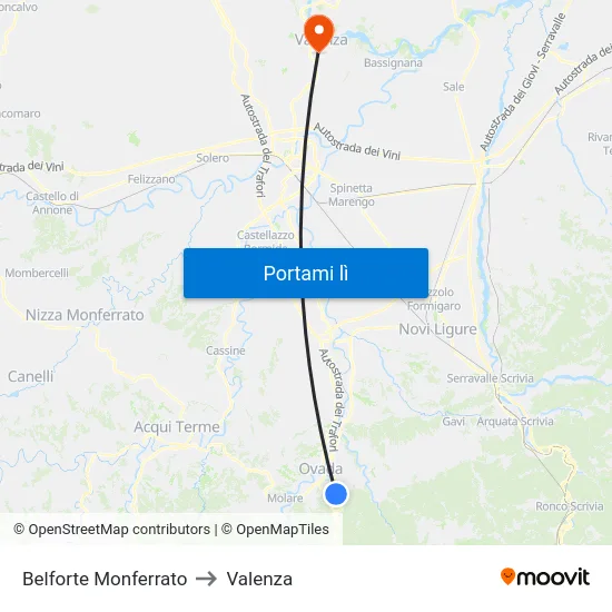 Belforte Monferrato to Valenza map