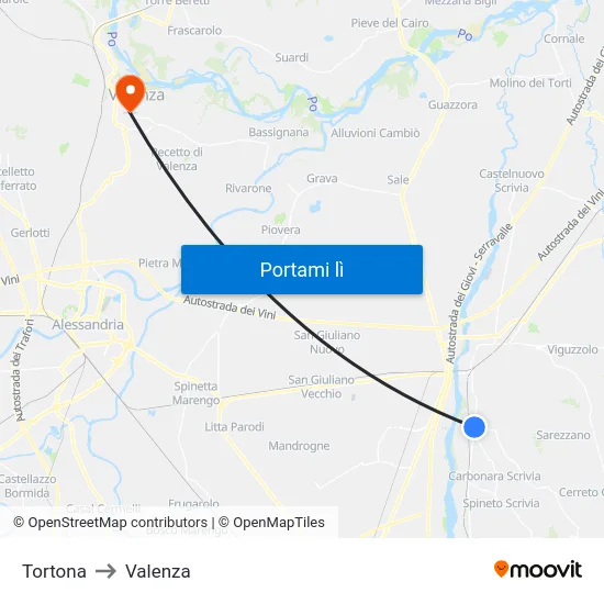 Tortona to Valenza map