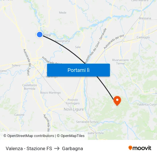Valenza - Stazione FS to Garbagna map