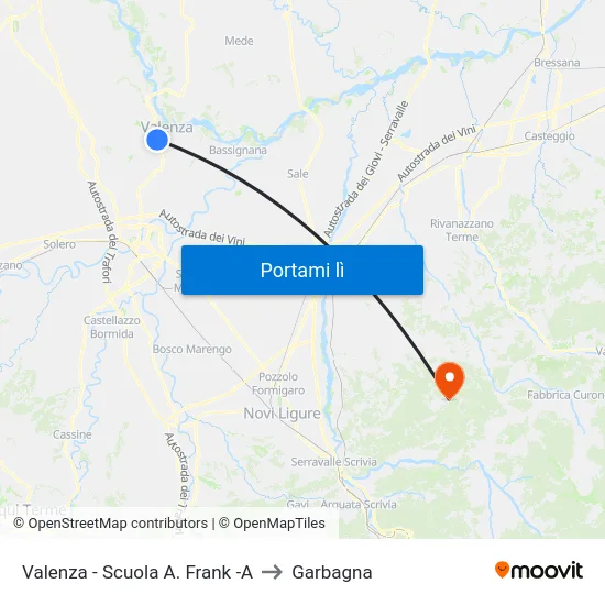 Valenza - Scuola A. Frank -A to Garbagna map